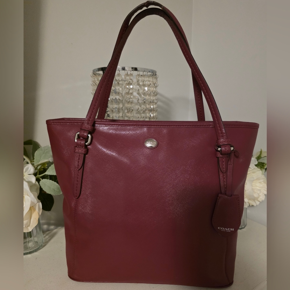 Coach Burgundy Leather Tote Bag
